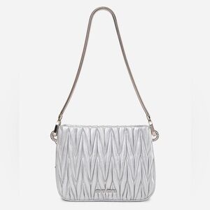 Miu Miu Silver Nappa Matelasse Sassy Shoulder Bag